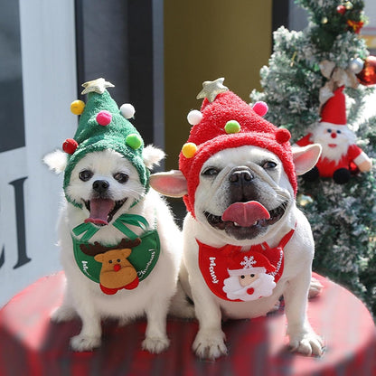 Holiday Pet Outfit (Hat + Scarf)