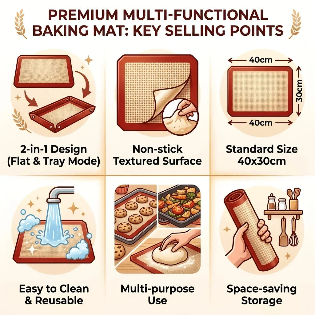 Reusable Non-Stick Baking & Roasting Mat (2 Pcs)