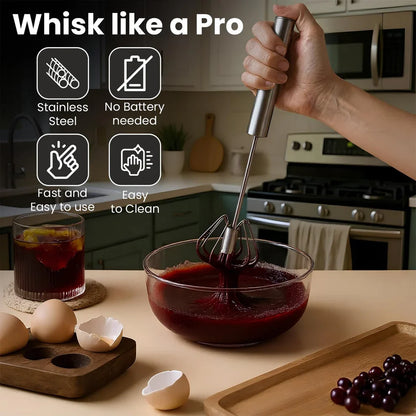 Premium Push Action Stainless Steel Whisk