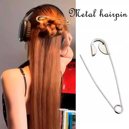 New Large Safety Pin Metal Hair Claws