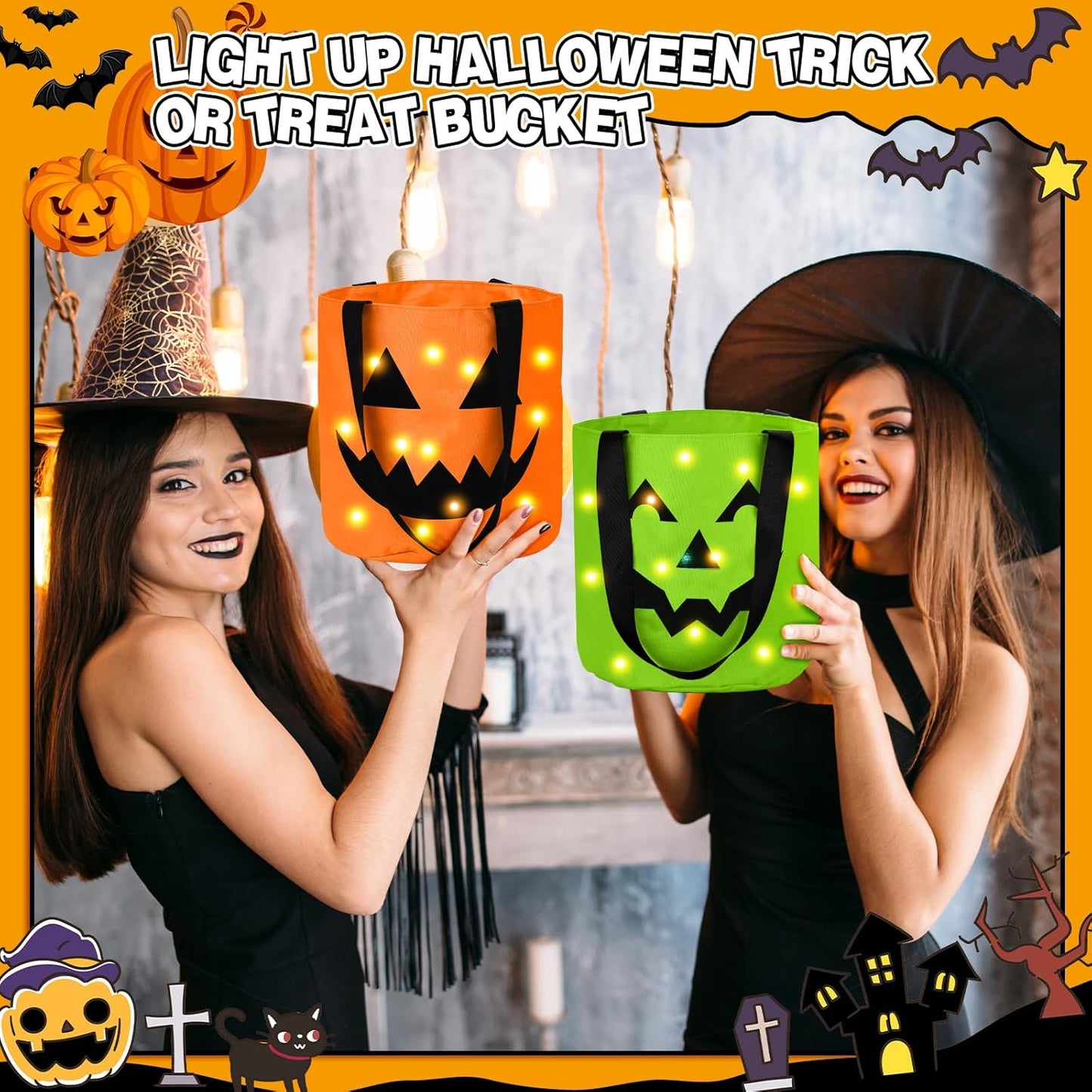 4 Pcs Halloween Trick or Treat Bucket