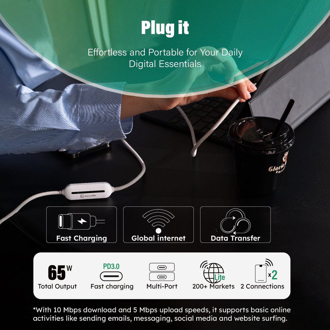 Innovative charging cable with integrated internet and WiFi